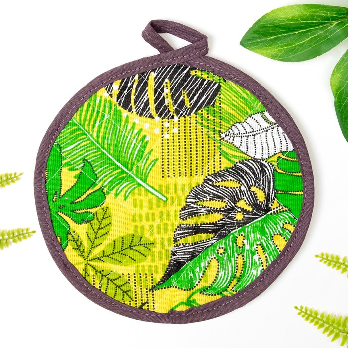 Прихватка "Доляна" Листья d=18 см, рогожка, 160г/м2, 100% хл