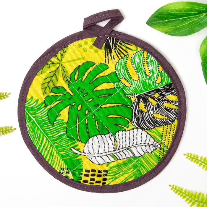 Прихватка "Доляна" Листья d=18 см, рогожка, 160г/м2, 100% хл