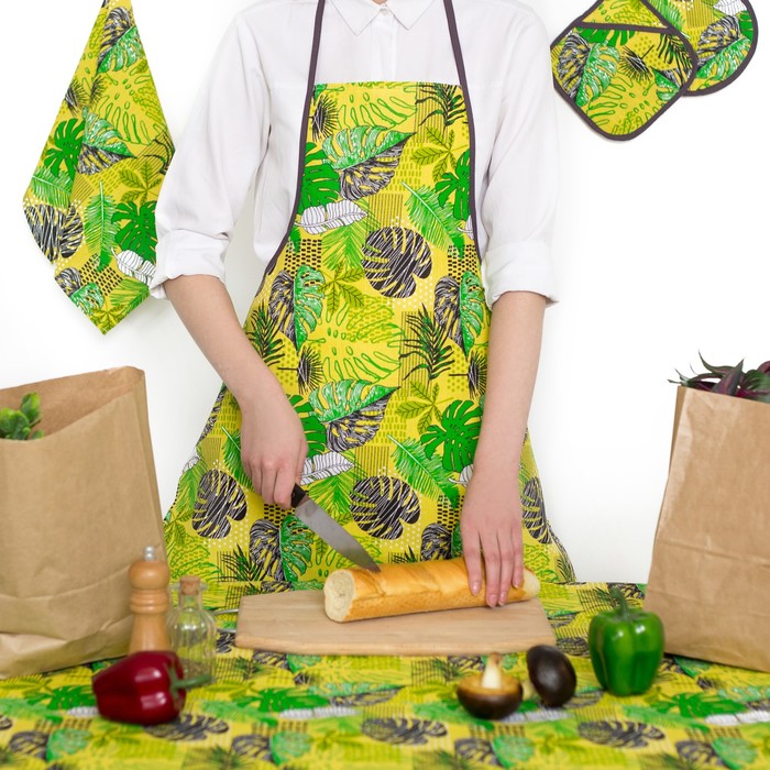 Прихватка "Доляна" Листья d=18 см, рогожка, 160г/м2, 100% хл