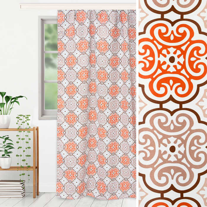 Штора портьерная "Этель" Дамаск цвет бежевый 200х250 см, блэкаут, 100% п/э