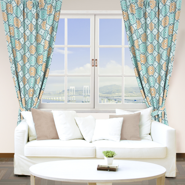 Штора портьерная "Этель" Дамаск цвет зелёный 135х250 см, блэкаут, 100% п/э