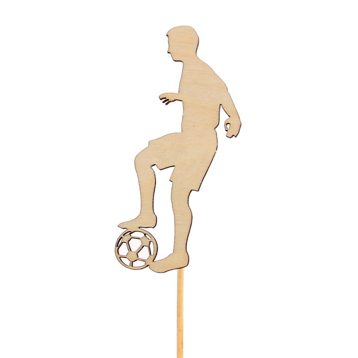 Топпер "Футболист №2" из фанеры, 11х4,5 см, неокрашен., на палочке