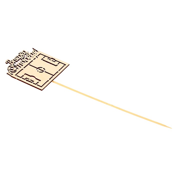 Топпер "Вперёд к победе!" с футбольным полем, из фанеры, 9х9 см, неокрашен., на палочке