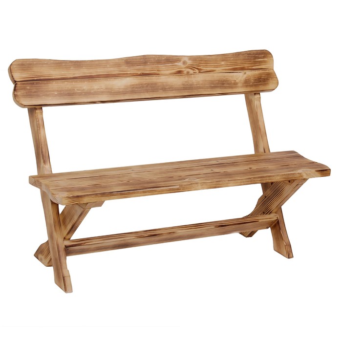 Скамья "Деревенская" 120см, обожжённая лакированная