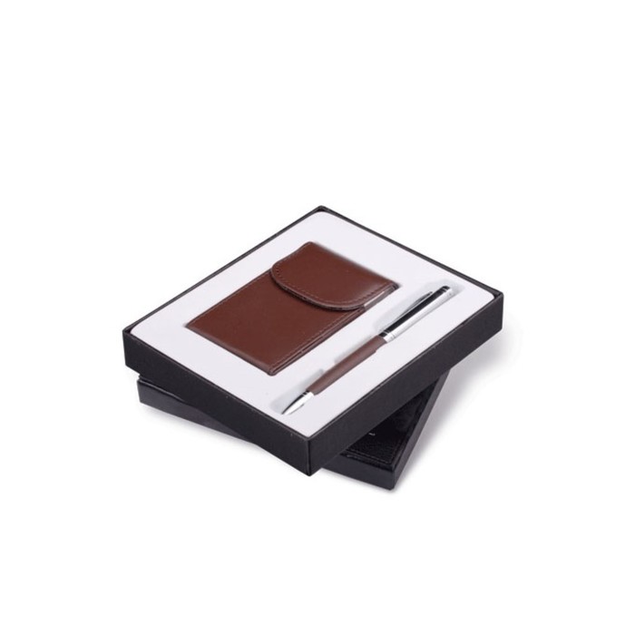 Набор пишущих принадлежностей GALANT Prestige Collection, ручка и визитница, тёмно-коричневые, в подарочной упаковке