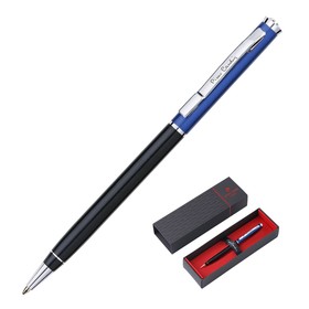Ручка шариковая PIERRE CARDIN GAMME, корпус алюминий и лак, отделка латунь (носик), сталь и хром, чернила синие, чёрно-синяя