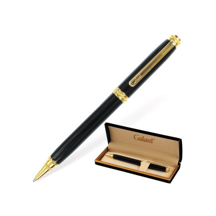 Ручка шариковая подарочная GALANT "Black", с золот.деталями, стержень синий 140405