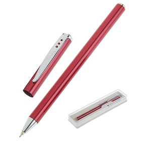 Ручка шариковая PIERRE CARDIN ACTUEL, корпус алюминий лакированный, отделка сталь, чернила синие, магнитный колпачок, красная