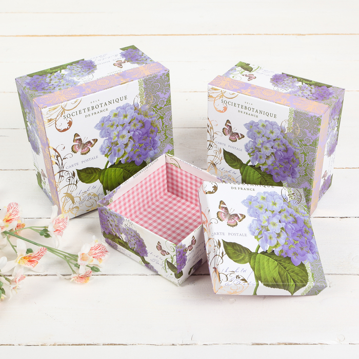 Набор коробок 3в1, 16,5 х 16,5 х 9 - 12,5 х 12,5 х 6,5 см