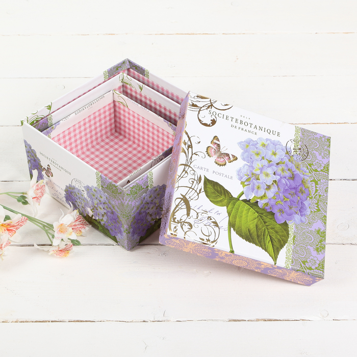 Набор коробок 3в1, 16,5 х 16,5 х 9 - 12,5 х 12,5 х 6,5 см