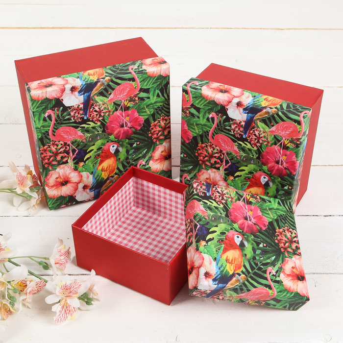 Набор коробок 3в1 "Тропики", 16,5 х 16,5 х 9 - 12,5 х 12,5 х 6,5 см