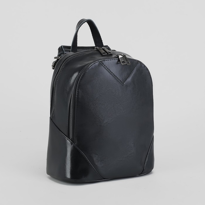 Рюкзак молодёжный, 2 отдела на молнии, наружный карман, цвет чёрный