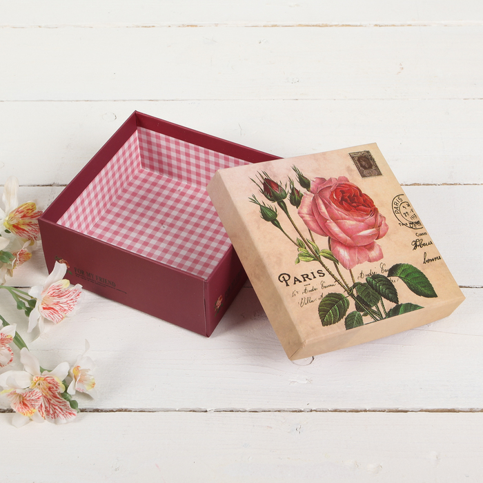 Набор коробок 3в1 "Дикая роза", 16,5 х 16,5 х 9 - 12,5 х 12,5 х 6,5 см