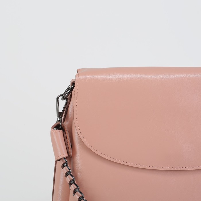 Сумка женская, 3 отдела на молнии, наружный карман, длинный ремень, цвет розовый