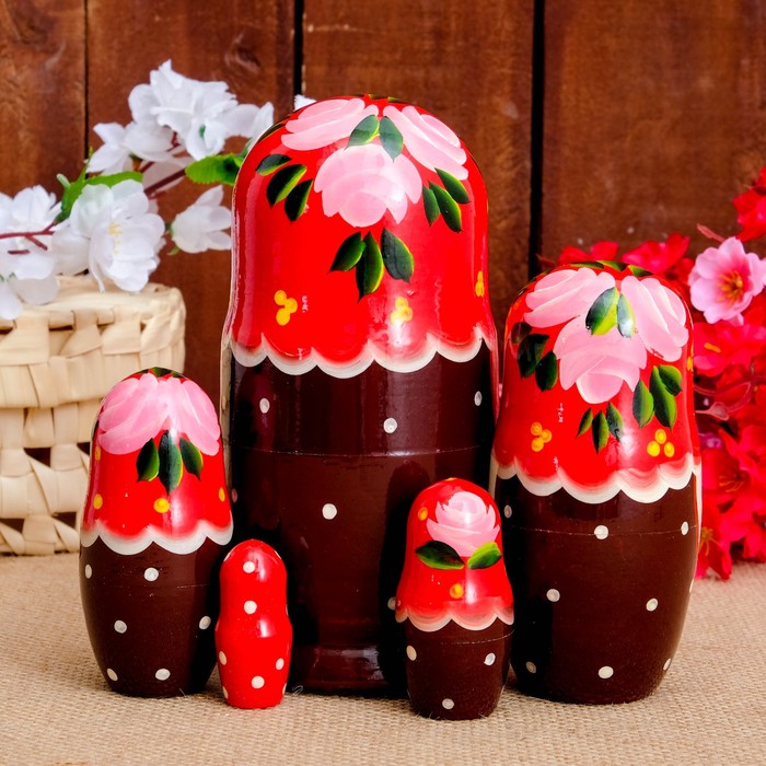 Матрёшка «Полюшко», сиреневый платок, 5 кукольная, 17 см