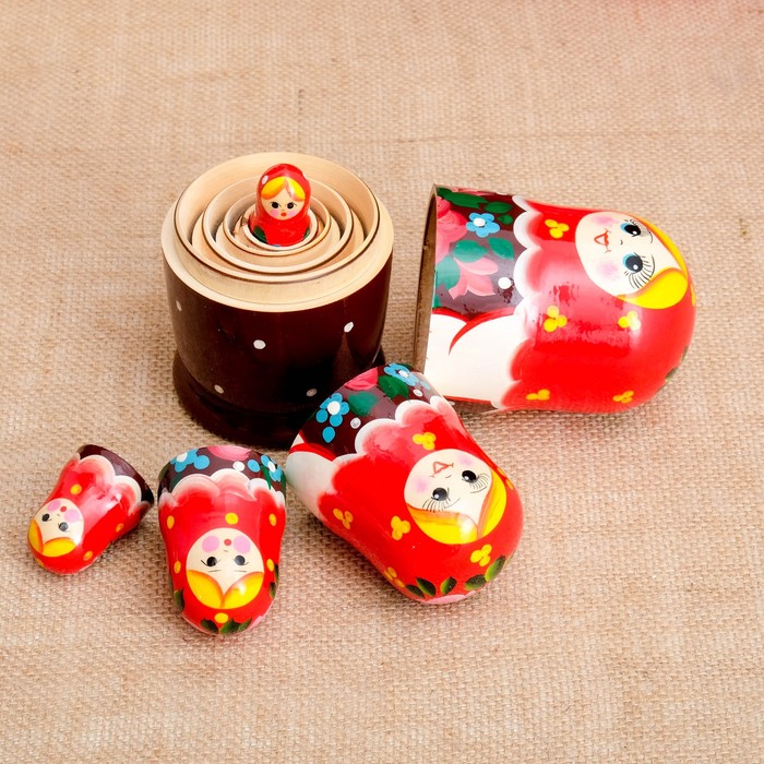 Матрёшка «Полюшко», сиреневый платок, 5 кукольная, 17 см