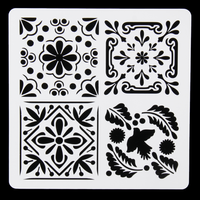 Трафарет пластик "Плитки Азулежу-2" 4 рисунка 15х15 см