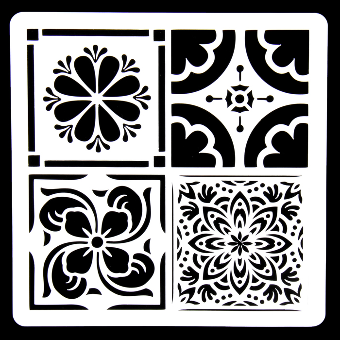 Трафарет пластик "Плитки Азулежу-6" 4 рисунка 15х15 см