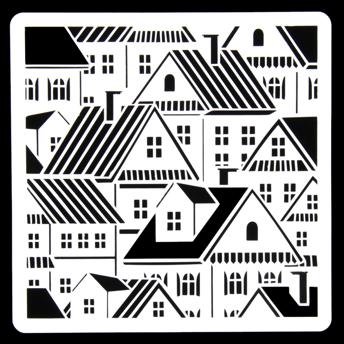 Трафарет пластик "Арт-модуль Домики" 15х15 см