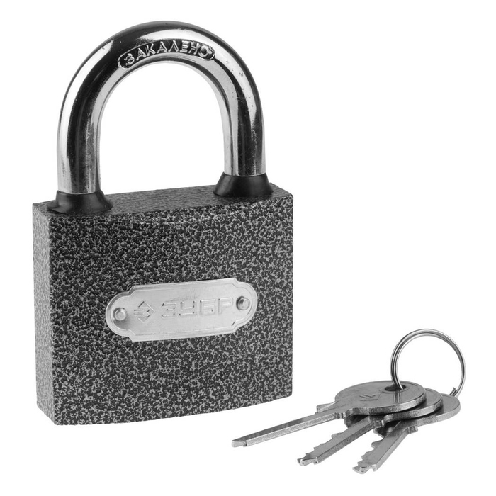 Замок навесной "ЗУБР" МАСТЕР, 63 мм, металлический корпус, закаленная дужка