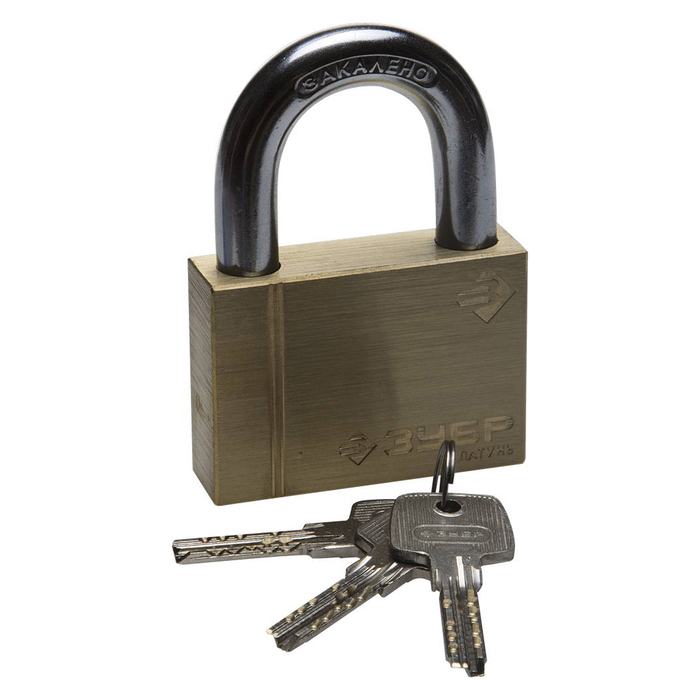 Замок навесной "ЗУБР" ЭКСПЕРТ, 70 мм, латунный корпус, закаленная дужка