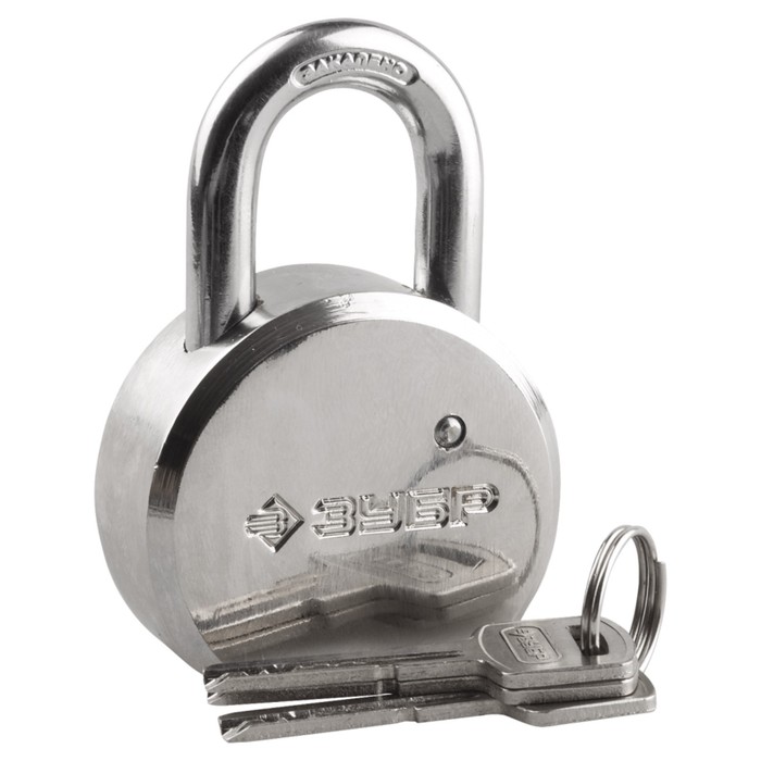 Замок навесной "ЗУБР" ЭКСПЕРТ, 55 мм, стальной корпус, закаленная дужка