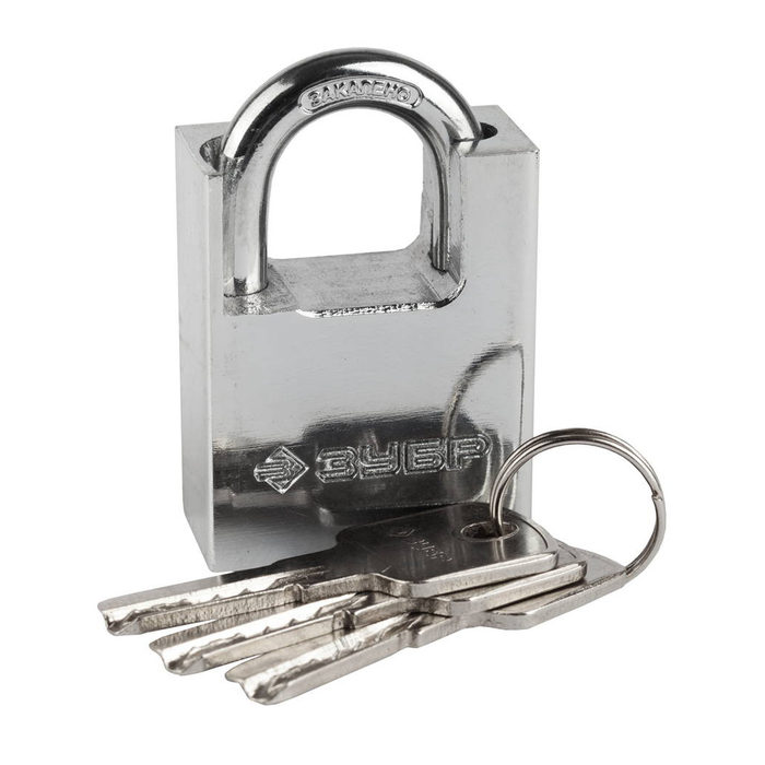 Замок навесной "ЗУБР" ЭКСПЕРТ, 40 мм, стальной корпус, закаленная дужка, с доп. защитой