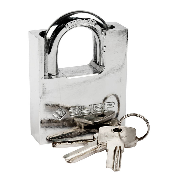 Замок навесной "ЗУБР" ЭКСПЕРТ, 60 мм, стальной корпус, закаленная дужка, с доп. защитой