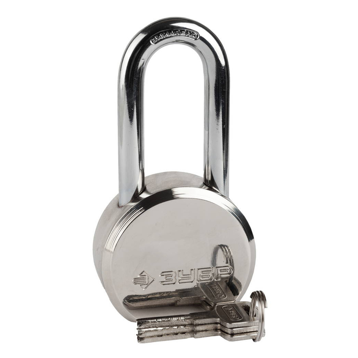 Замок навесной "ЗУБР" ЭКСПЕРТ, 65 мм, стальной корпус, удлиненная закаленная дужка