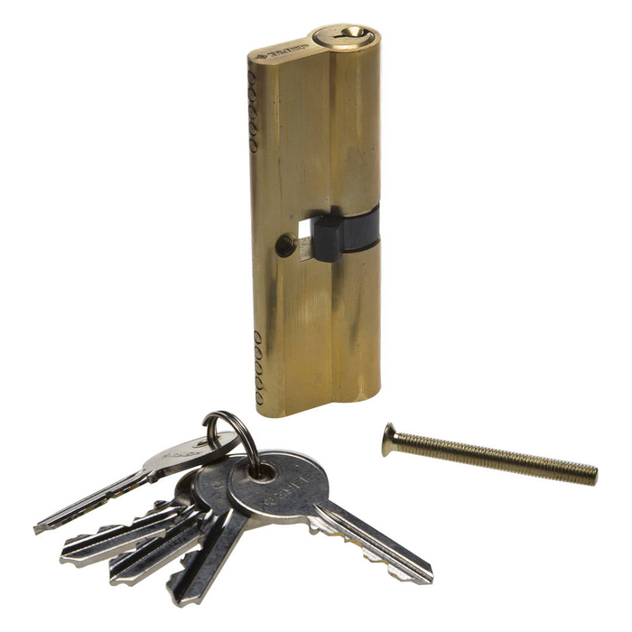 Механизм цилиндровый "ЗУБР" МАСТЕР 5-PIN, 90 мм, тип "ключ-ключ", цвет латунь