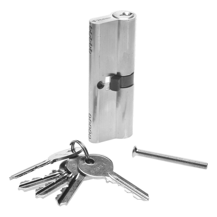 Механизм цилиндровый "ЗУБР" МАСТЕР 5 PIN, 80 мм, тип "ключ-ключ", цвет хром
