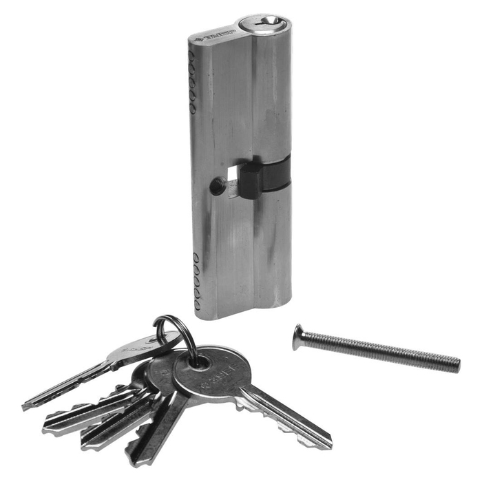 Механизм цилиндровый "ЗУБР" МАСТЕР 5 PIN, 90 мм, тип "ключ-ключ", цвет хром