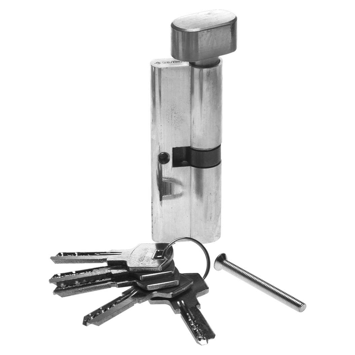 Механизм цилиндровый "ЗУБР" ЭКСПЕРТ 6-PIN, 90 мм, тип "ключ-защелка", цвет хром