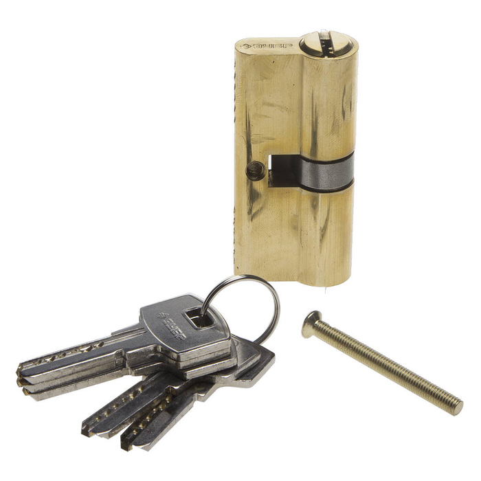 Механизм цилиндровый "ЗУБР" ЭКСПЕРТ 6-PIN, 60 мм, тип "ключ-ключ", цвет латунь