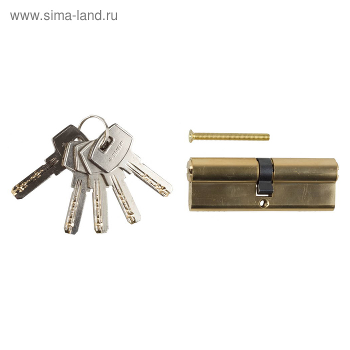 фото Механизм цилиндровый "зубр" эксперт 6-pin, 90 мм, тип "ключ-ключ", цвет латунь