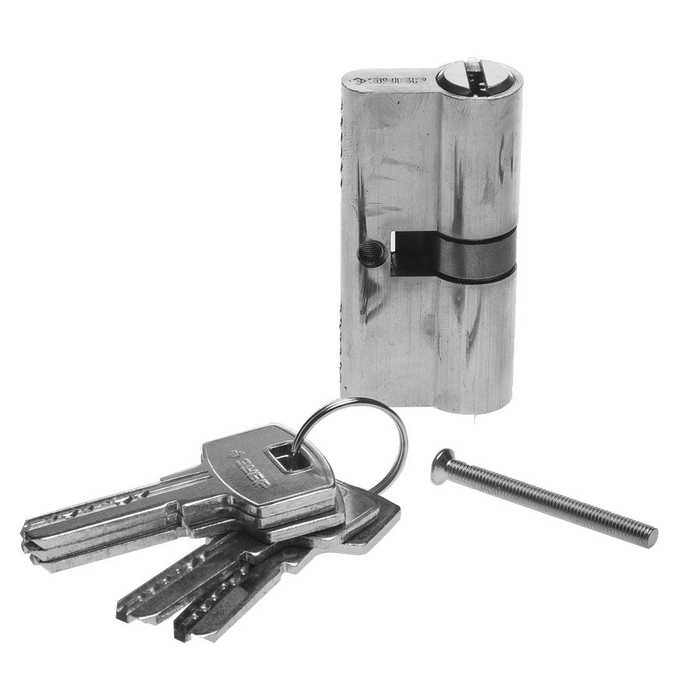 Механизм цилиндровый "ЗУБР" ЭКСПЕРТ 6-PIN, 60 мм, тип "ключ-ключ", цвет хром