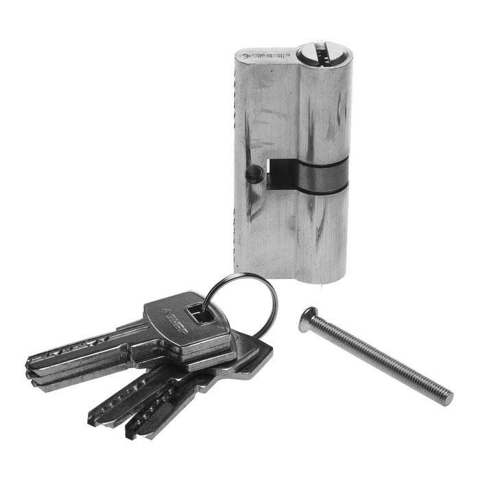 Механизм цилиндровый "ЗУБР" ЭКСПЕРТ 6-PIN, 70 мм, тип "ключ-ключ", цвет хром