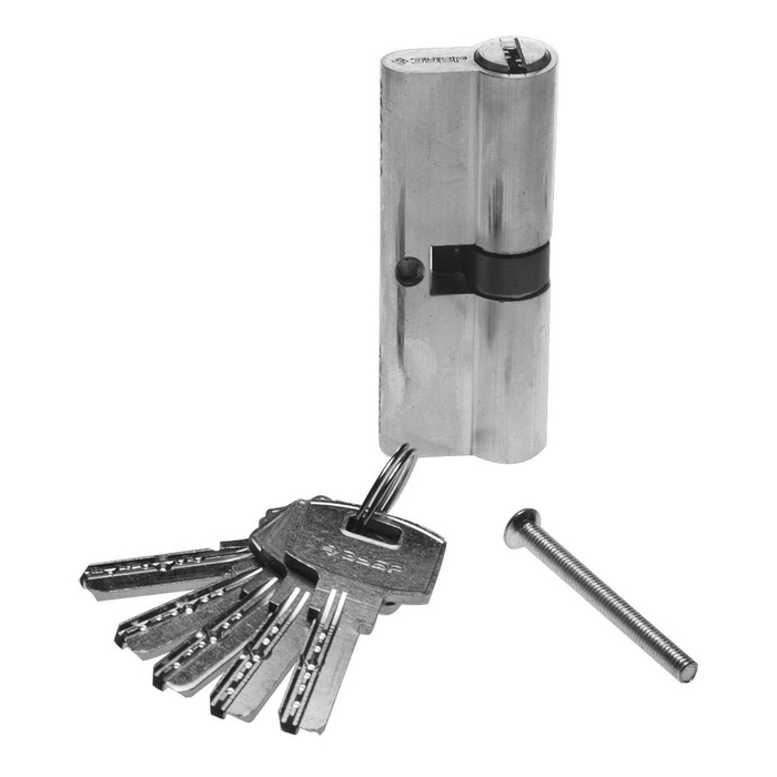 Механизм цилиндровый "ЗУБР" ЭКСПЕРТ 6-PIN, 90 мм, тип "ключ-ключ", цвет хром