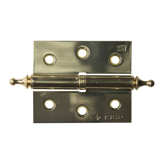 Петля дверная "ЗУБР" ЭКСПЕРТ, 75х63х2,5 мм, разъемная, правая, подшип., цвет латунь, 2 шт.