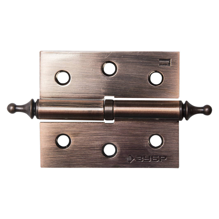 Петля дверная "ЗУБР" ЭКСПЕРТ, 75х63х2,5 мм, разъемная, правая, подшип., цвет ст. медь, 2 шт.