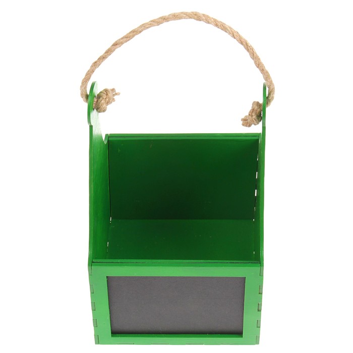 Кашпо «Корзинка», с грифельной доской, тёмно-зелёная, 12,6х12,6х21,8 см