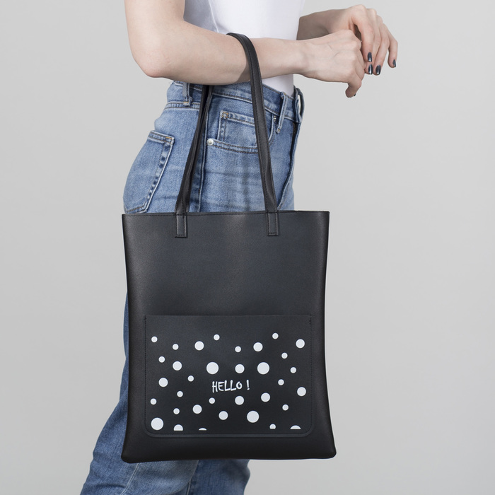 Сумка молод Привет, 30*1,5*36, отд на молнии, н/карман, чёрный