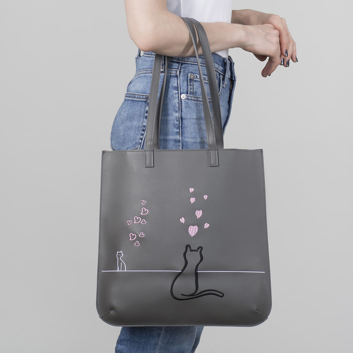 Сумка молод Кошки, 32*0,5*36, отд на молнии, серый