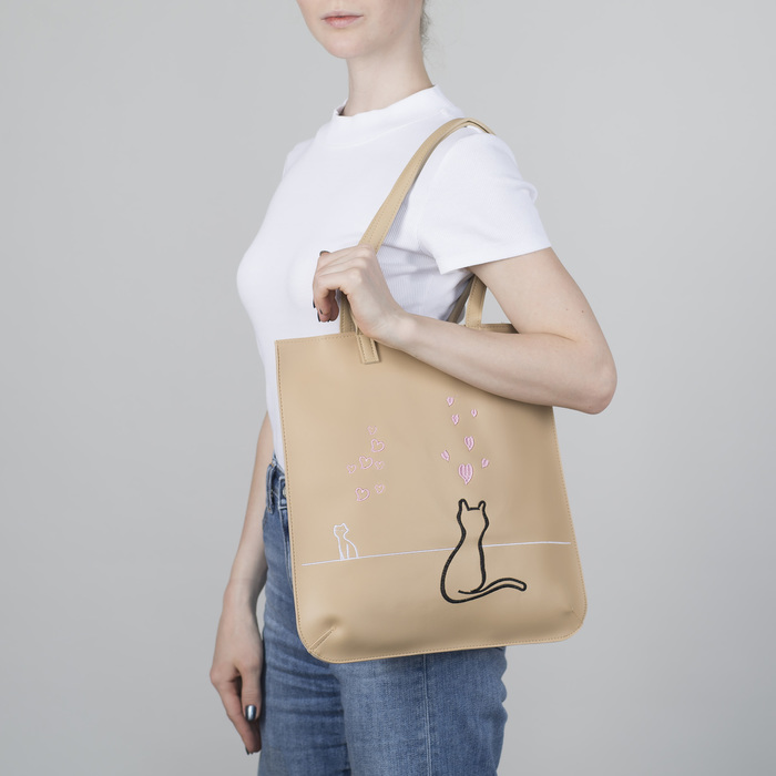 Сумка молод Кошки, 32*0,5*36, отд на молнии, бежевый