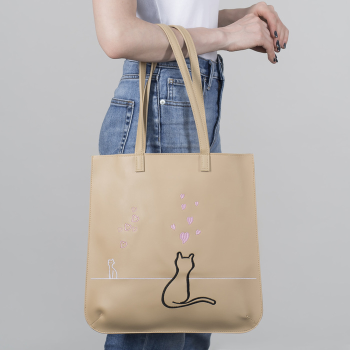 Сумка молод Кошки, 32*0,5*36, отд на молнии, бежевый