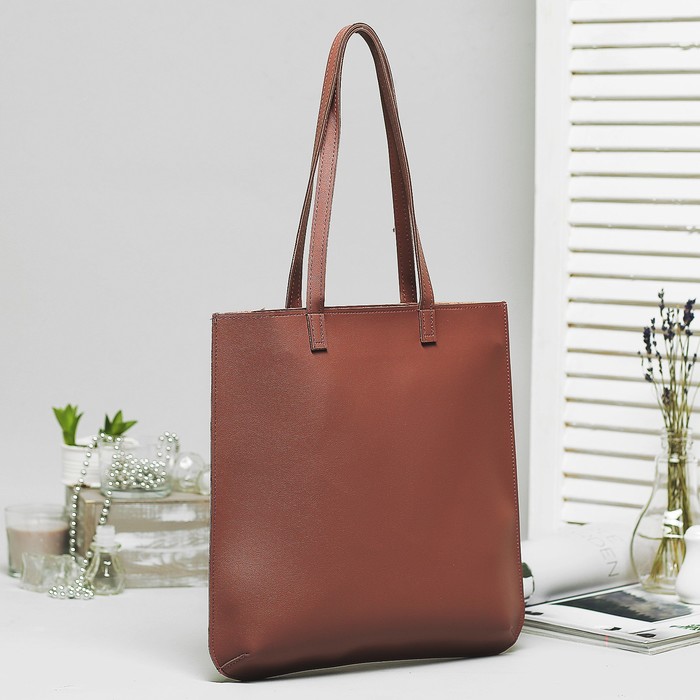 Сумка женская на молнии, 1 отдел, цвет коричневый