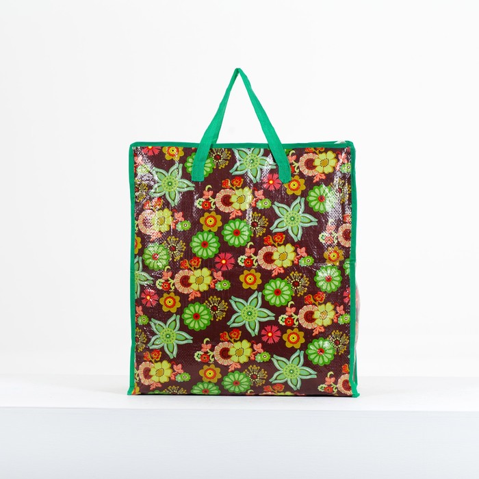 Сумка хозяйственная «Витражи», отдел на молнии, цвет зелёный/жёлтый