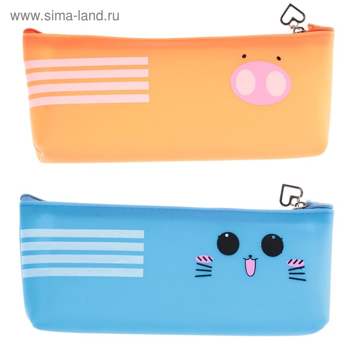 фото Пенал школьный «мордочка», силикон, на молнии, микс