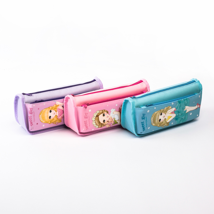 Пенал школьный на молнии МИКС Модная девочка