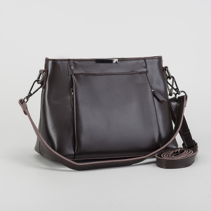 Сумка женская, отдел с перегородкой на молнии, 3 наружных кармана, длинный ремень, цвет кофе